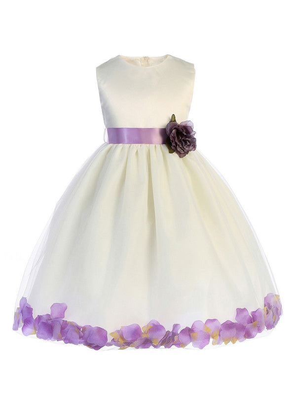 Crayon Kids Big Girls Ivory Lilac Floating Petals Junior Bridesmaid Dress 7-12 - SophiasStyle.com